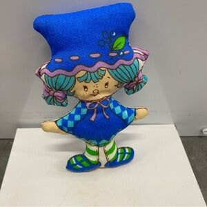 Vtg Mini Blueberry Muffin Colorful Rag Doll plush pillow Strawberry Shortcake